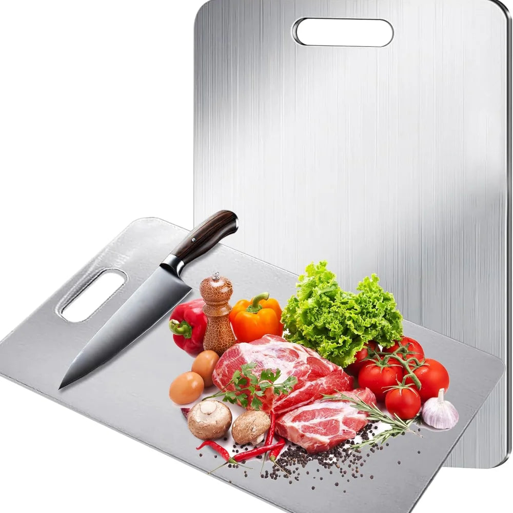 Titanium cutting board, kitchen cutting board, double-sided food-grade titanium cutting board, used for cutting meat, fruits and