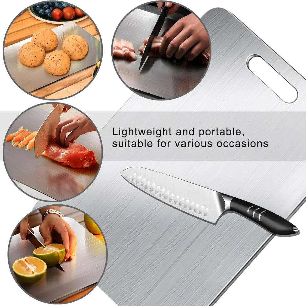 Titanium cutting board, kitchen cutting board, double-sided food-grade titanium cutting board, used for cutting meat, fruits and