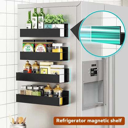 Magnetic Fridge Shelf Spice Storage Rack Refrigerator Side Shelf Household Space Saving Kitchen Organizer Shelf