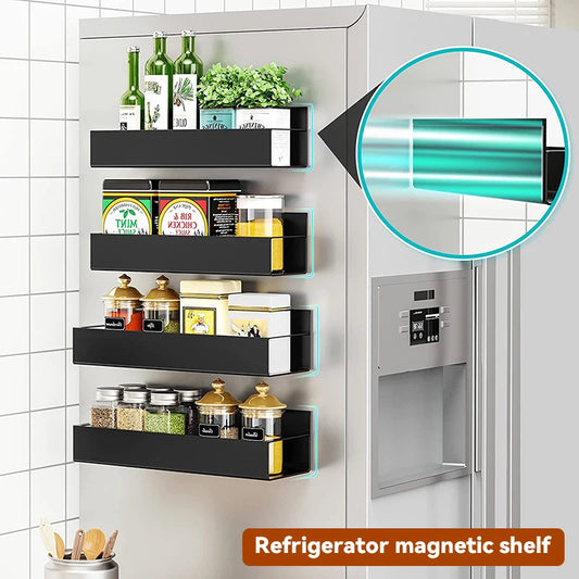 Magnetic Fridge Shelf Spice Storage Rack Refrigerator Side Shelf Household Space Saving Kitchen Organizer Shelf