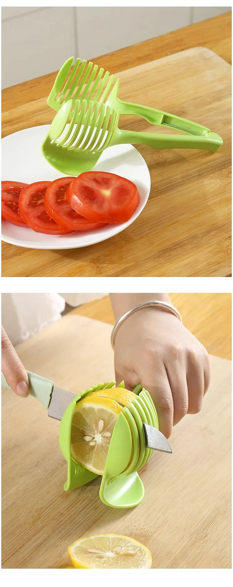 Stainless Steel Kitchen Handheld Orange Lemon Slicer Tomato Cutting Clip Fruit Slicer Onion Slicer KitchenItem Cutter Accessorie