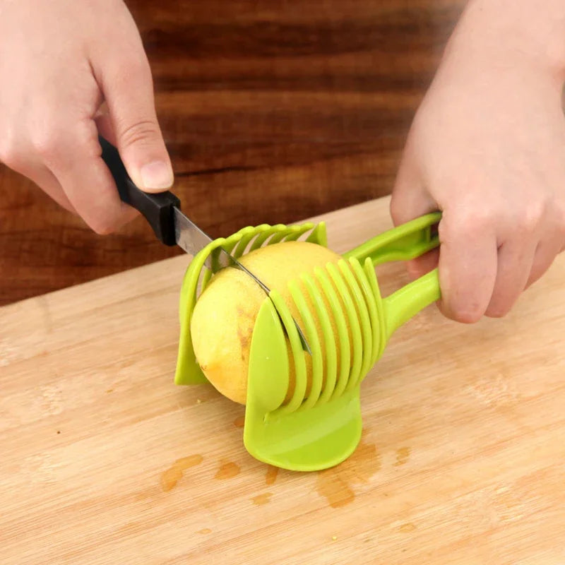 Stainless Steel Kitchen Handheld Orange Lemon Slicer Tomato Cutting Clip Fruit Slicer Onion Slicer KitchenItem Cutter Accessorie