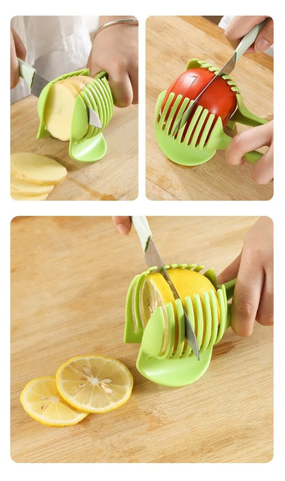 Stainless Steel Kitchen Handheld Orange Lemon Slicer Tomato Cutting Clip Fruit Slicer Onion Slicer KitchenItem Cutter Accessorie