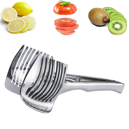 Stainless Steel Kitchen Handheld Orange Lemon Slicer Tomato Cutting Clip Fruit Slicer Onion Slicer KitchenItem Cutter Accessorie